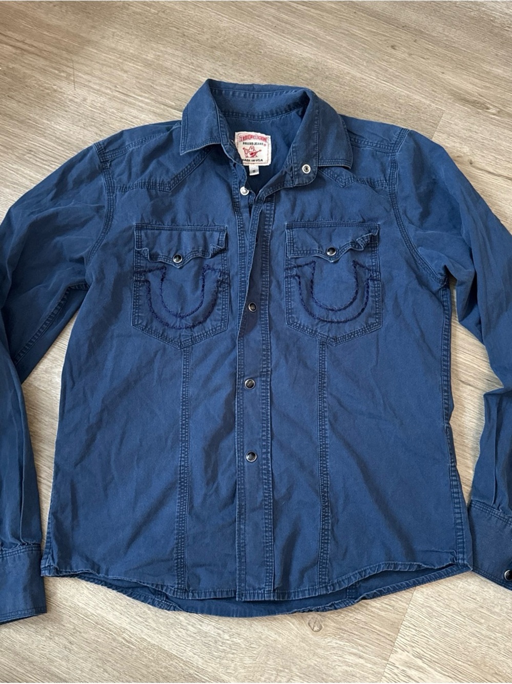 True Religion Navy Button-Front Denim Shirt